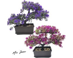 Mrs. Jones Kunstplanten Japanse Bonsai Boom - Kunstmatige Bonsaiboom Kamerplanten in potten - Namaak-Plantendecoratie voor Home Decoratie Kantoor-Vensterbank-Tuin interieur zentuin desktopdisplay met kunstbloemen / groene planten .