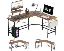 Mrs. Jones L-vormig hoekbureau bruin omkeerbaar computertafelhoek 150 x 48 x 75 cm gamingtafel voor werkkamer- kantoor .