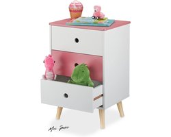 Mrs. Jones ladekast kinderkamer 3 ruime lades - commode voor kinderen - wit roze - afmetingen HxBxD 615 x 38 x 30 cm .