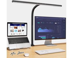Mrs. Jones LED Dimbare Architect Bureaulamp Thuiskantoor - Heldere LED Werkbank Kantoorverlichting Oogbescherming 24W & 6 Kleurmodi Automatisch Dimmend Werklicht .