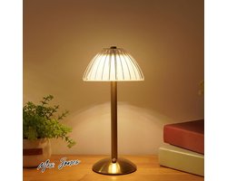 Mrs. Jones Led-tafellamp goudkleurig metaal-acryl draadloos oplaadbaar dimbaar aanraking binnen buiten 3000 K-6000 K 1800 mAh .