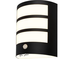 Mrs. Jones LED wandlamp zonder stroomaansluiting met bewegingsmelder schemersensor 20 sec. timer oplaadbare wandlamp buitenwandverlichting buitenlamp 18x15x7 cm zwart .