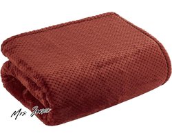 Mrs. Jones Luxe wafel fleece roest oranje gooien over bank - super zachte warme gezellige honingraat bed deken sprei - 200 cm x 250 cm .