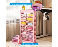 Mrs. Jones Mobiel boekenkast 5 niveaus afneembaar creatief kinderboekenrek opvouwbare opbergorganizer serveerwagen bureauorganizer rek staande boekenrekken roze enkele rij zonder wielen .
