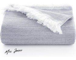Mrs. Jones Multifunctionele sprei voor bed 135 150 cm en bank - sprei sofa-overtrek 3-zits zacht ademend katoen honingraatpatroon 230 x 280 cm grijs .