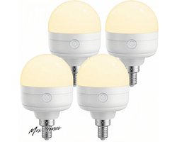 Mrs. Jones Oplaadbare gloeilamp met afstandsbediening - 8 W dimbaar met timer - 3 kleuren LED - magnetisch - noodlicht - 4 stuks .