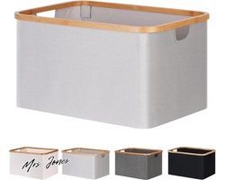 Mrs. Jones Opvouwbare wasmand bamboestof opvouwbare opbergmand opbergmand wasmand wasmand voor slaapkamer-badkamer 60 liter lichtgrijs. .