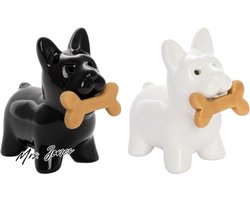 Mrs. Jones Origineel peper- en zoutstel van keramiek - Peper en zout hond zwart-wit .