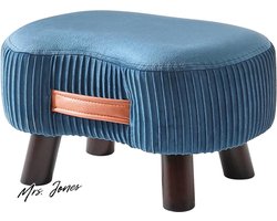 Mrs. Jones Ottoman Zitzak van hout kleine gebogen voetensteun met handvat bankkruk met zacht zitkussen voor slaapkamer woonkamer slaapkamer - marineblauw - 40 × 28 × 23 cm .