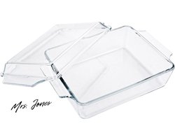 Mrs. Jones Ovenschaal met deksel - 15 l ovenvast glas rechthoekig ovenschaal met deksel - kleine ovenschaal voor 1 persoon - 264 x 18 x 87 cm. .