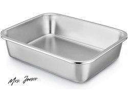 Mrs. Jones Ovenschaal roestvrij staal rechthoekig groot 325x255x8 cm perfect voor lasagne brownie ovenschotels zware belasting hittebestendig vaatwasmachinebestendig .