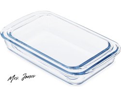Mrs. Jones ovenschaal set van 2 verschillende maten ovenschotels voor lasagne tiramisu en meer transparant groot klein .