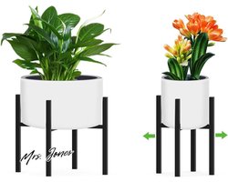 Mrs. Jones Plantenstandaard zwart verstelbaar - bloemenstandaard voor binnen - plantenstandaard van metaal - verstelbare bloempotstandaard voor binnen en buiten (instelbreedte 24 - 36 cm) .
