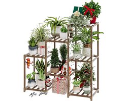 Mrs. Jones Plantenstandaards voor kamerplanten hout buiten gelaagde plantenplank voor meerdere planten 3 banden 7 ingemaakte ladder plantenhouder tafelplantenpot standaard voor raam tuin balkon patio. .