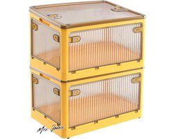 Mrs. Jones Plastic Opbergbakken met Wielen en Vijf Deuren - 28L - Speelgoed Organizer Container - Geel .