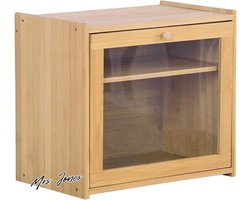Mrs. Jones Praktische broodtrommel van bamboe 40 x 36 x 24 cm - brood bewaren - transparant venster - 2-laags - grote capaciteit - opbergbox - keuken - zelfmontage .