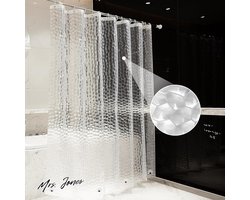 Mrs. Jones Premium Collection Douchegordijn - 180x200 cm - 3D - Semi-transparant - Waterdicht - Anti Schimmel - Wasbaar .