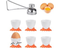 Mrs. Jones Premium Collection Eierdopjes - Eieropener Set - Eierstandaard - Eierhouder - Kinderen - Ontbijt - Grappig - Roestvrijstalen eiopener .