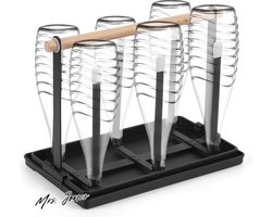 Mrs. Jones Premium Collection Flessen- en bekerhouder afdruiprek - Metalen 6-flessenrek - Flessendroger - Zwart .