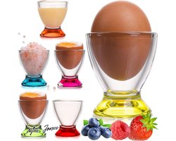 Mrs. Jones Premium Collection Kleurrijke glazen eierdopjes (6-delig) - Ontbijt - Brunch .