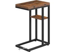 Mrs. Jones Premium Collection Opvouwbare C-vormige bijzettafel - Nachtkastje - Snacktafel - Laptophouder - Klein - Rustiek bruin en zwart .