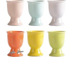 Mrs. Jones Premium Collection Porseleinen eierdopjes - Eierrekken - Stapelbaar - Ontbijt - Wit .