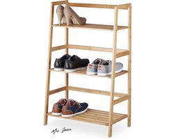 Mrs. Jones Premium Collection Staand bamboe rek - 3 vakken - Smal - Badkamerrek - Boekenrek - Natuur .