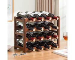 Mrs. Jones Premium Collection Stapelbaar wijnrek - 16 flessen - Bamboe - Modulair - 43x23x38 cm .