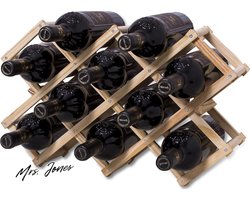 Mrs. Jones Premium Collection Stapelbaar Wijnrek - Hout - 10 flessen - Vintage - Handgemonteerd - Bartoonbank - Woonkamer - Keuken .