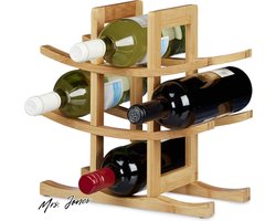 Mrs. Jones Premium Collection Vrijstaand wijnrek bamboe - 9 flessen - Origineel ontwerp - 45 x 30 x 30 cm - Naturel .