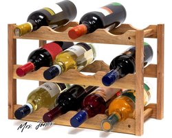 Mrs. Jones Premium Collection Wijnrek klein - 3 niveaus - 12 flessen - Naturel hout - 42x21x28 cm .