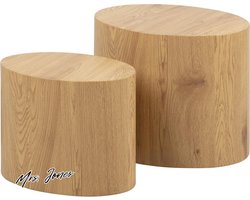 Mrs. Jones Rico ovale bijzettafels set van 2 in wildeiken look moderne woonkamer meubels met ruimtebesparend design - B 48 x H 40 x D 33 cm en B 40 x H 33 x D 245 cm .