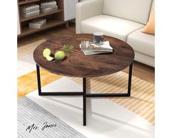 Mrs. Jones Ronde salontafel theetafel eindtafel voor woonkamer met metalen poten zwart-bruin eiken-woonkamer-meubels .