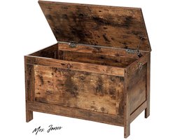 Mrs. Jones Schoenbank Zitkist Speelgoedkist met deksel Opbergkast 76 x 40 x 48 cm veiligheidsscharnieren hal woonkamer envoudig te monteren vintage bruin EBF75CW01G1 - opbergbank houten design .