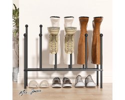 Mrs. Jones Schoenenrek staand zwart metaal vrijstaande kast - schoenenkast voor slaapkamer entree terras hal organizer - 6 paar. .
