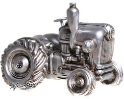 Mrs. Jones Spaarpot Tractor Antiek Zilver Auto Spaarvarken Figuur - UDO Schmidt 89235 Spaarpot. .