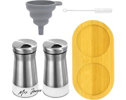 Mrs. Jones Stuks Mini-Zoutvaatjes - Roestvrijstalen Zout- en Peperstrooierset Verstelbare Gaten voor Peper Zout Suiker Specerijen .