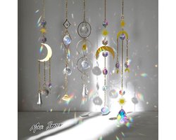 Mrs. Jones Sun Catcher Crystal Wind Chime 3 stuks Kristallen Hanger Decoraties Moon Star Decoratie Hangende Crystal Sun Catcher Raamdecoratie Hangende Ornament Kristallen Bollen Voor Tuin Thuiskantoor .