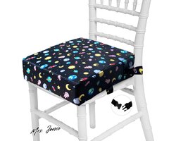 Mrs. Jones Taeku Stoelverhoger Cartoon Draagbaar Zitverhoger Kinderstoel met 2 Veiligheid Sgespen Wasbaar Booster Zitting voor Eettafel Eetkamerstoel Stoel Pads Ruimte Zwart .
