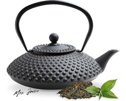 Mrs. Jones Theepot 125 L Gietijzer Japanse Stijl Theezeef Geëmailleerd Warm Zwart .