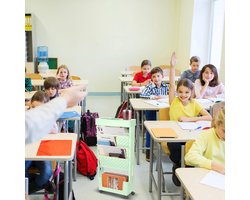 Mrs. Jones Verplaatsbare Boekenplankwagen - Rollende Boekenplank met Wielen - Mobiele Boekenplank Opbergmand aan Tafel - Boekenrek voor Kantoor Thuis Klas Slaapzaal (Groen) .