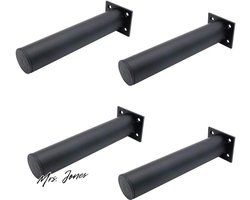 Mrs. Jones Verstelbare Mat Zwarte Meubelpoten 38x200mm Aluminium Gemaakt Kast Salontafel TV Stand Benen Meubelbank Ondersteuning Voet Badkamer Kast Ondersteuning Benen - Set - Aluminium Gemaakt .