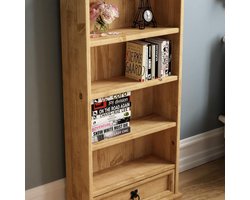 Mrs. Jones Vida Designs Corona boekenkast 1 lade dvd-cd-vak massief grenenhout bruin long version. .