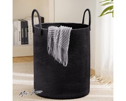 Mrs. Jones Wasmand opvouwbaar grote opbergmand vuile wasmand katoenen touw 38 x 50 cm (b x h) zwart - praktisch en stijlvol. .