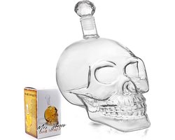 Mrs. Jones Whiskykaraf wijnfles whiskey karaf met luchtdichte glasstopper schedel hoofddesign voor bar party rum bourbon wodka tequila 550 ml 13 x 75 cm. .