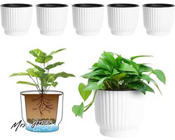 Mrs. Jones Zelfbewaterende plantenbak lange termijn wateropslag plant pot - Macaron-gekleurde bloempotten buiten binnen tuin huisdecoratie groot formaat - Set van 6 wit. .