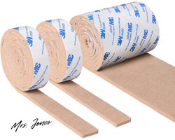 Mrs. Jones Zelfklevende Viltkussens 3 Rollen - Sterke Viltstrips voor Stoelen en Meubelpoten - Bruine Meubelkussens Snijbaar in Elke Gewenste Vorm .
