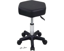 Mrs. Jones Zeshoek Rolling Kruk Hoogte Verstelbare Kruk Met Wielen Voor Spa Salon Massage Zwart .