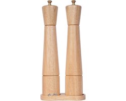 Mrs. Jones Zout en Peper Molen Set Met Molen Plateau Verstelbare Keramische Zoutmolen Roestvrij Stalen Peper Molen Rubber Hout 32 cm Hoogte Bodem Diameter 6 cm .