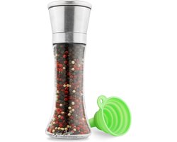 Mrs. Jones Zout- en pepermolen groot formaat- zwarte peper kruidenshakers molen navulbare handleiding- roestvrijstalen deksel- verstelbare grofheid- glasmateriaal- past in huis keuken barbecue .